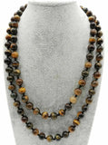 Natural 8mm Yellow Tiger's Eye Round Beads Necklace 32 Inches AAA+
