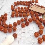 8mm Brown Rudraksha Clear Quartz Beads Necklace 108 Knot Calming Restore