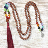 8mm Brown Rudraksha 7 Chakras 108 Knot Necklace Restore Yoga Pray Relief