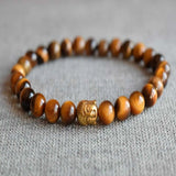 8mm Tiger's Eye Buddha Head Bracelet, National Style, Christmas Beaded Calming