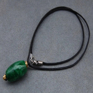 8mm Dark Green Jade Necklace with Silver Pendant