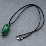 8mm Dark Green Jade Necklace with Silver Pendant