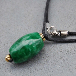 8mm Dark Green Jade Necklace with Silver Pendant