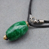 8mm Dark Green Jade Necklace with Silver Pendant