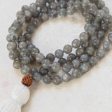 Labradorite Brown Rudraksha 108 Knot Necklace Dark Matter Healing