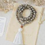 Labradorite Brown Rudraksha 108 Knot Necklace Dark Matter Healing