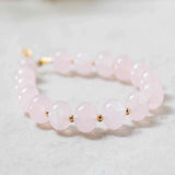 8mm Rose Quartz Crystal 14K Fill Bracelet Seven Chakras Taseel Buddhism