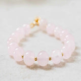 8mm Rose Quartz Crystal 14K Fill Bracelet Seven Chakras Taseel Buddhism