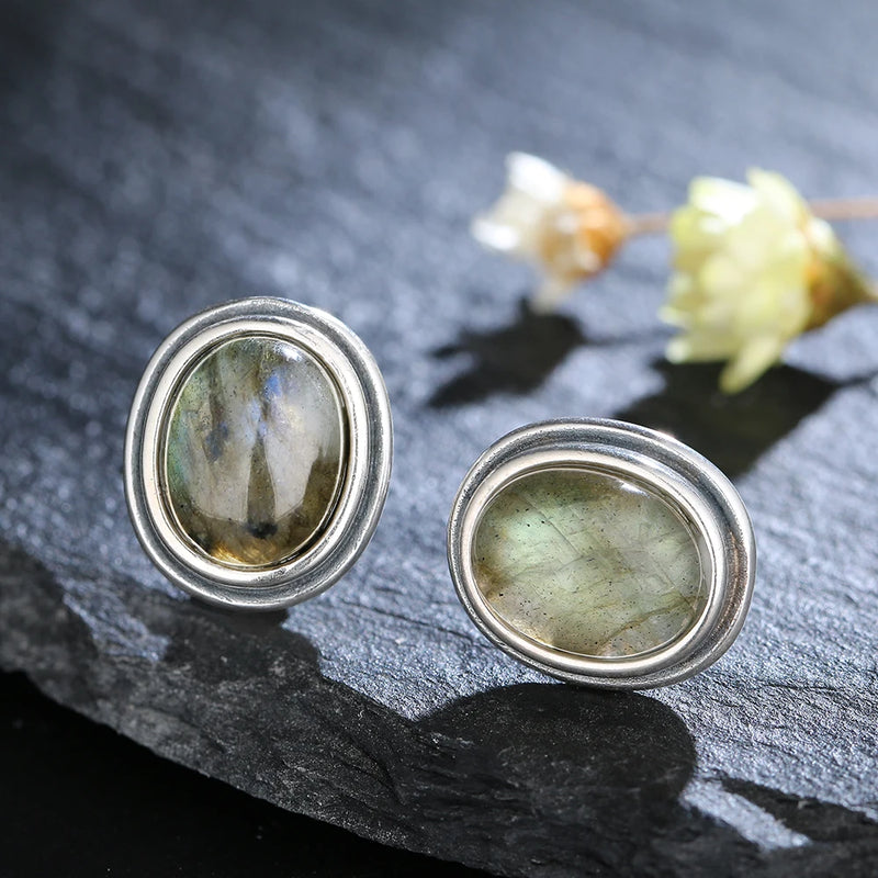 Vintage Amethyst Stud Earrings 925 Sterling Silver Anniversary Gift