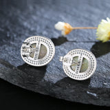 Labradorite Stud Earring 925 Sterling Silver Vintage Anniversary Gift