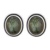 Labradorite Stud Earring 925 Sterling Silver Vintage Anniversary Gift