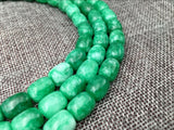 Green Emerald Gemstone Drum Beads 15'' Strand