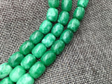 Green Emerald Gemstone Drum Beads 15'' Strand