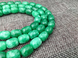 Green Emerald Gemstone Drum Beads 15'' Strand