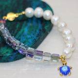 9-10mm Pearl Beads Strand Bangle Bracelet Crystal Cloisonne Women Jewelry