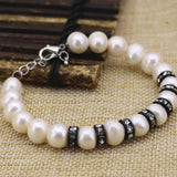 9-10mm Pearl Beaded Bracelet for Bride Wedding Party Crystal Charms Jewelry
