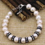 9-10mm Pearl Beaded Bracelet for Bride Wedding Party Crystal Charms Jewelry