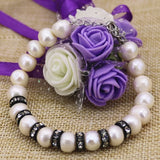 9-10mm Pearl Beaded Bracelet for Bride Wedding Party Crystal Charms Jewelry