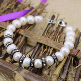 9-10mm Pearl Beaded Bracelet for Bride Wedding Party Crystal Charms Jewelry