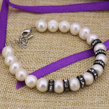 9-10mm Pearl Beaded Bracelet for Bride Wedding Party Crystal Charms Jewelry