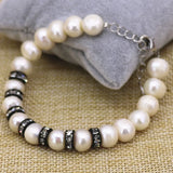 9-10mm Pearl Beaded Bracelet for Bride Wedding Party Crystal Charms Jewelry