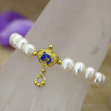 9-10mm Pearl Bead Bracelet with Cloisonne Detail