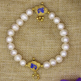 9-10mm Pearl Bead Bracelet with Cloisonne Detail