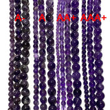 Natural Purple Amethyst Crystal Round Gem Stone Beads for Jewelry Making 15''