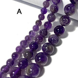 Natural Purple Amethyst Crystal Round Gem Stone Beads for Jewelry Making 15''