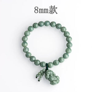 Natural Burma Jadeite For Wealth Pixiu Bracelet Hand String Women's Jewelry