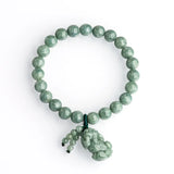 Natural Burma Jadeite For Wealth Pixiu Bracelet Hand String Women's Jewelry
