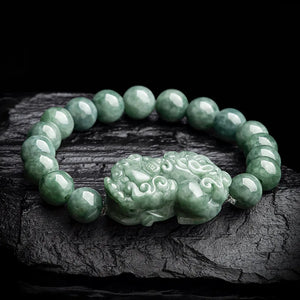 Burma Jadeite Money Pixiu Hand String Ice Jade Bead Bracelet