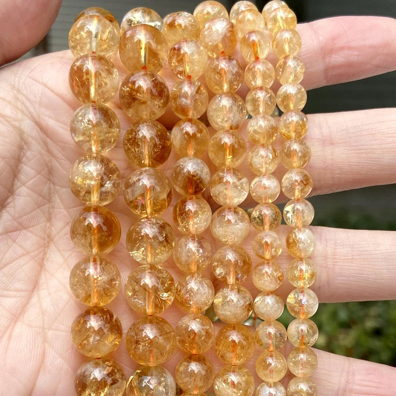 Natural A+ Citrines Stone Round Beads for Bracelet 6/8/10/12mm