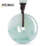 Jade Peace Buckle Pendant Round Ice Kind Flower Jadeite Necklace