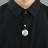 Jade Peace Buckle Pendant Round Ice Kind Flower Jadeite Necklace