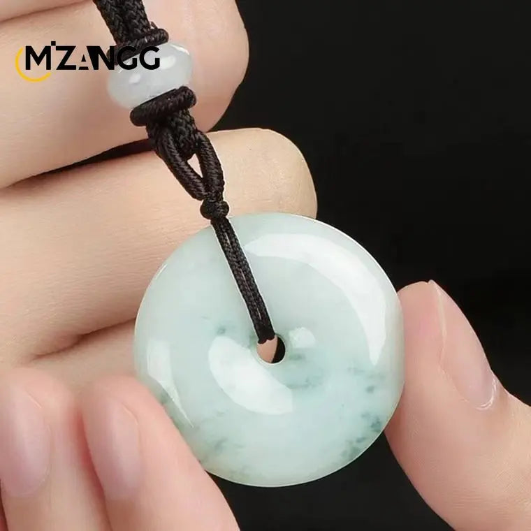 Jade Peace Buckle Pendant Round Ice Kind Flower Jadeite Necklace