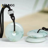 Jade Peace Buckle Pendant Round Ice Kind Flower Jadeite Necklace