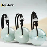 Jade Peace Buckle Pendant Round Ice Kind Flower Jadeite Necklace