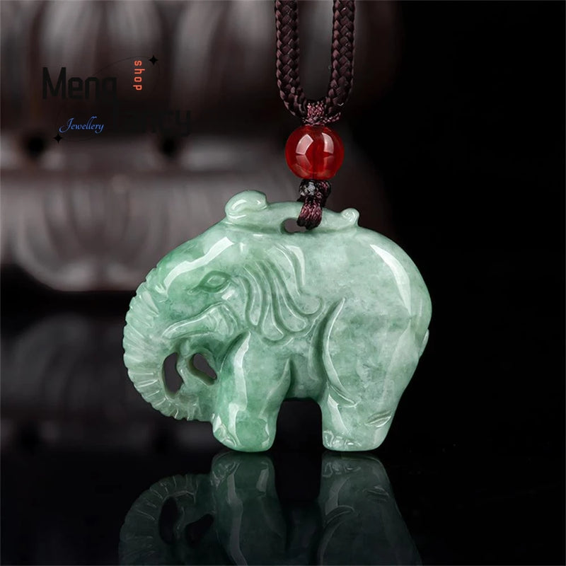 A-Grade Icy Jadeite Elephant Pendant Necklace - Fine Jewelry