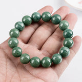 Natural A Jadeite Round Beads Amulet Bracelet Deep Green Emerald - Ice Jewelry