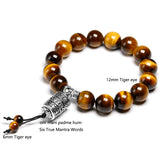Tiger Eye Stone 12MM Beads Bracelet Vintage Charm Bracelets Men Women