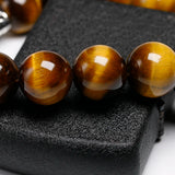 Tiger Eye Stone 12MM Beads Bracelet Vintage Charm Bracelets Men Women