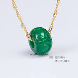 Green Jade Carving Money Beads DIY Pendants Bangle Charm Amulet