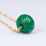 Green Jade Carving Money Beads DIY Pendants Bangle Charm Amulet