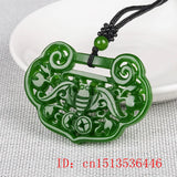 Green Jade Hollow Bat Pendant DIY Necklace Jadeite Jewellery Amulet
