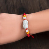 Natural A Jade PiXiu Hand Woven Red Rope Bracelet Jewelry Gift