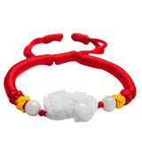 Natural A Jade PiXiu Hand Woven Red Rope Bracelet Jewelry Gift