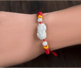 Natural A Jade PiXiu Hand Woven Red Rope Bracelet Jewelry Gift