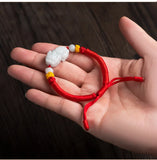 Natural A Jade PiXiu Hand Woven Red Rope Bracelet Jewelry Gift