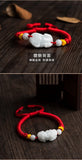 Natural A Jade PiXiu Hand Woven Red Rope Bracelet Jewelry Gift